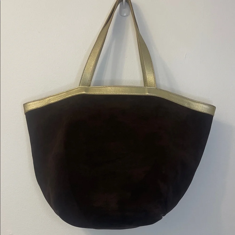 Kate Spade Suede Brown and Gold Tote EUC